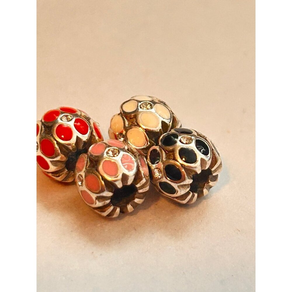 Lot of 4  Brighton Ring of Flowers MINI CHARMS NWOT         PINK RED BLACK WHITE